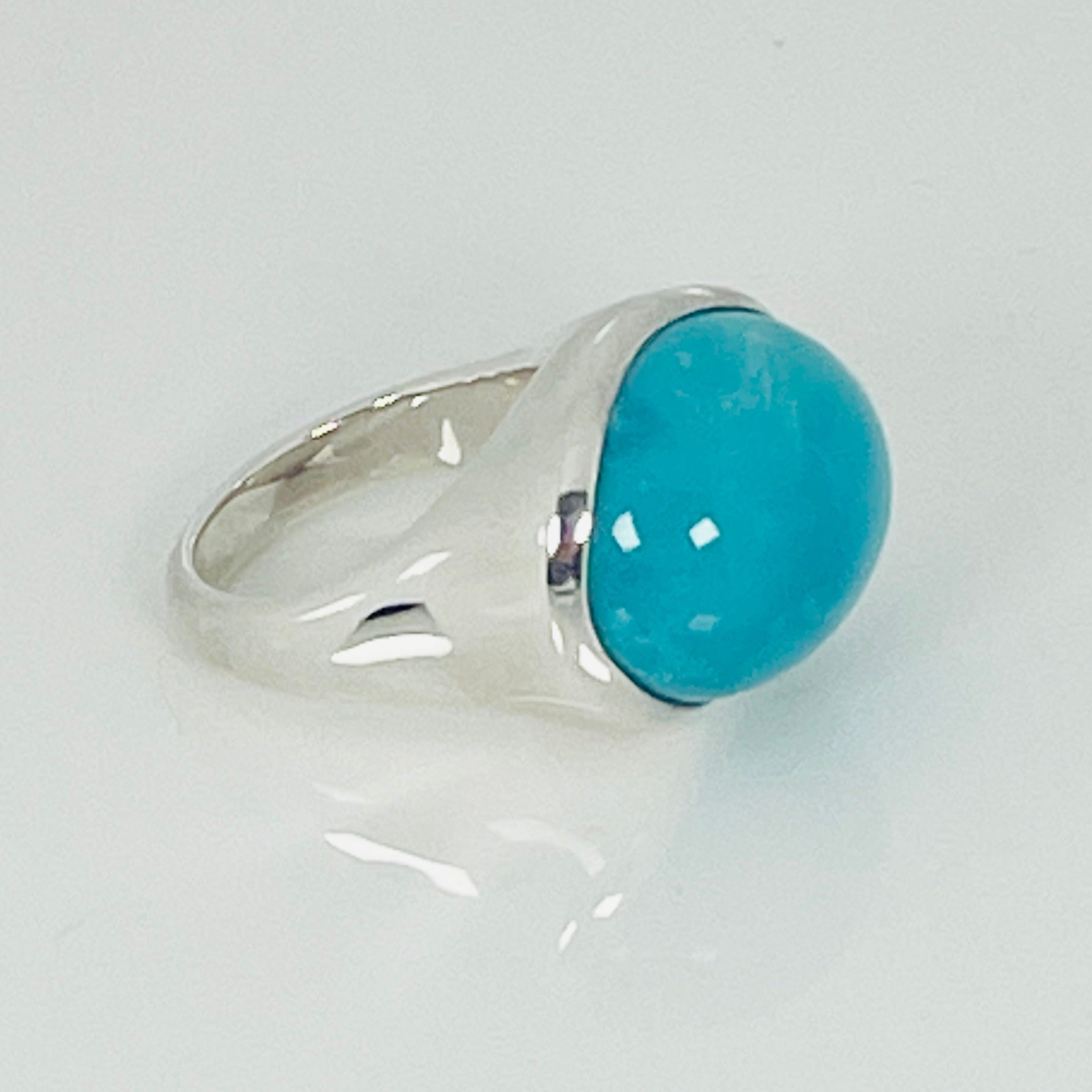 Turquoise Engagement Ring Natural Turquoise Cabochon Ring Turquoise - Ruby  Lane